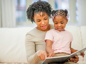 mothers and child reading