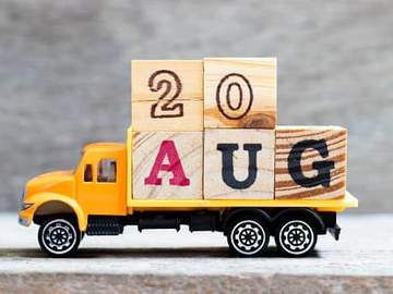 toy truck with aug 20 in blocks on it