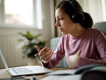 woman speaking on video call