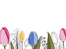 an illustrated row of tulips