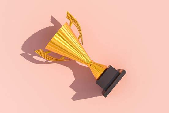 3d rendering of a gold trophy