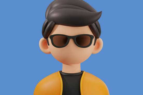 3d rendering of a male with sunglasses on and big styled hair