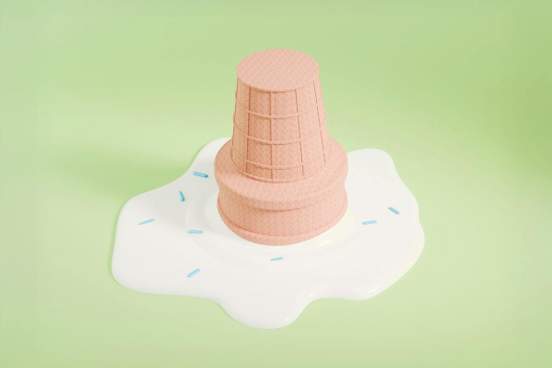 3d rendering of a spilled ice cream cone