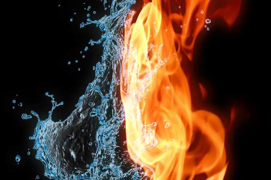 a splash of water meets a lick of flame