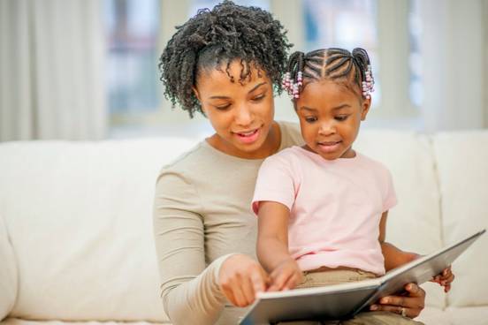 mothers and child reading