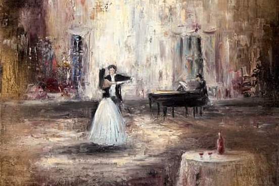 oil painting of waltzing dancers