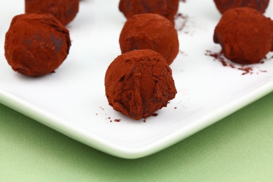 Sweet Food, Three Round Chocolate Candy Balls Or Chocolate Bonbons
