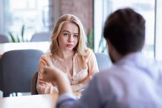 woman looking bored on date