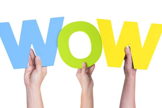 wow in bright letters