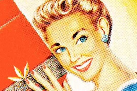 vintage ad illustration of a smiling woman