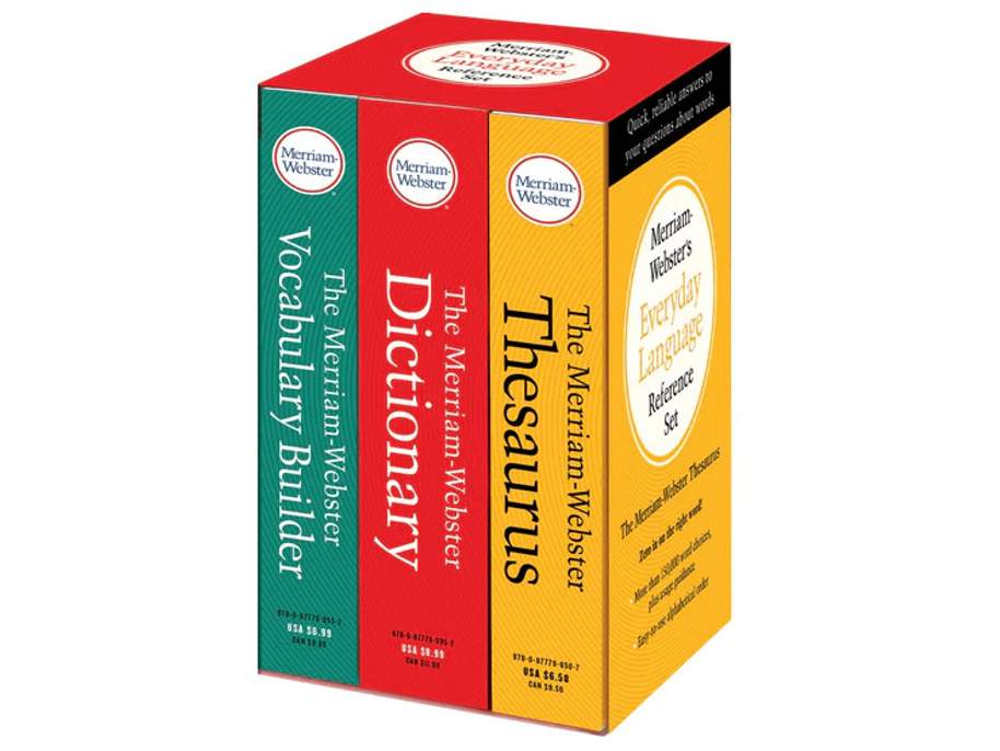 book set from merriam-webster dictionary thesarurus and vocabulary builder