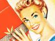 vintage ad illustration of a smiling woman
