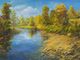 an oil painting of a river in early autumn not painted by bob
