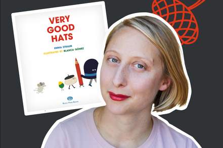 emma straub novelist and childrens book writer with her book very good hats