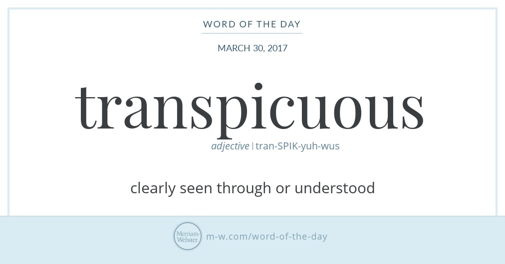 Word of the Day: Transpicuous | Merriam-Webster