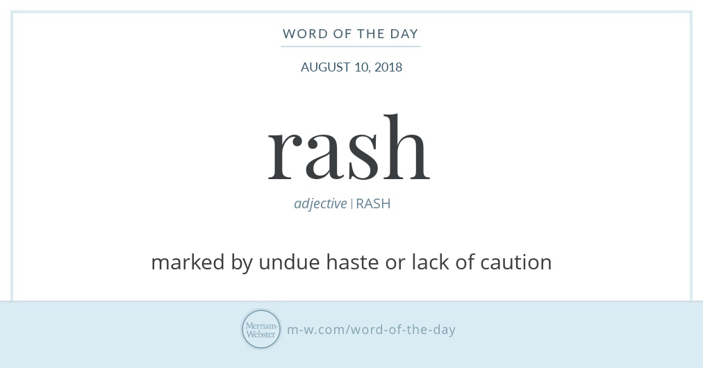 Word Of The Day Rash Merriam Webster