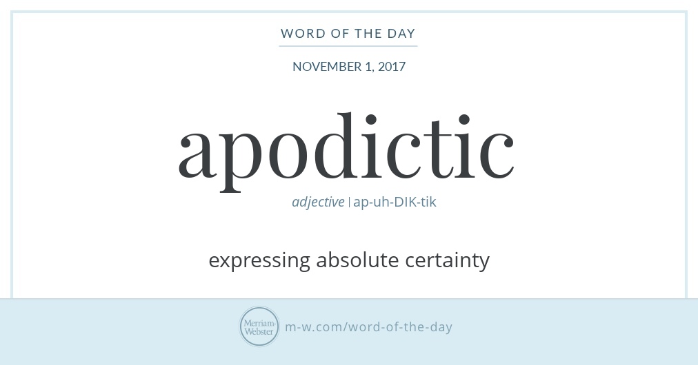 Word of the Day Apodictic Merriamster
