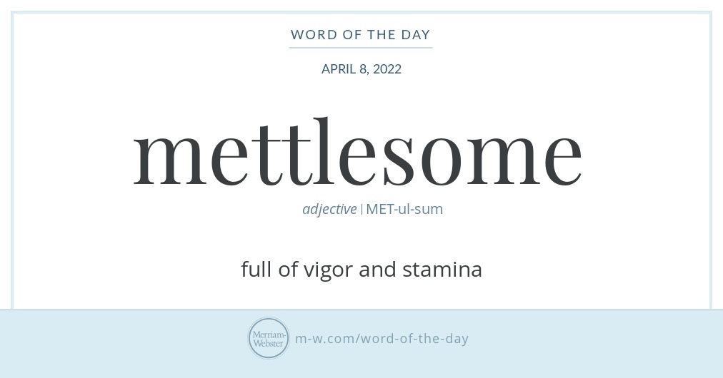 Word Of The Day Mettlesome Merriam Webster Word Of The Day Mettlesome Merriam Webster