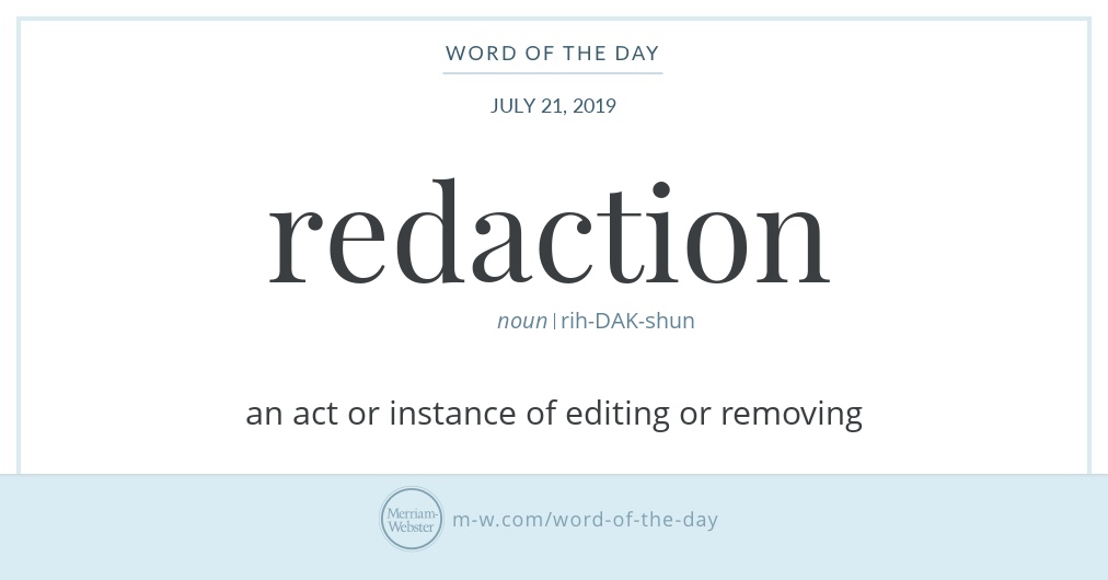 Word of the Day: Redaction | Merriam-Webster